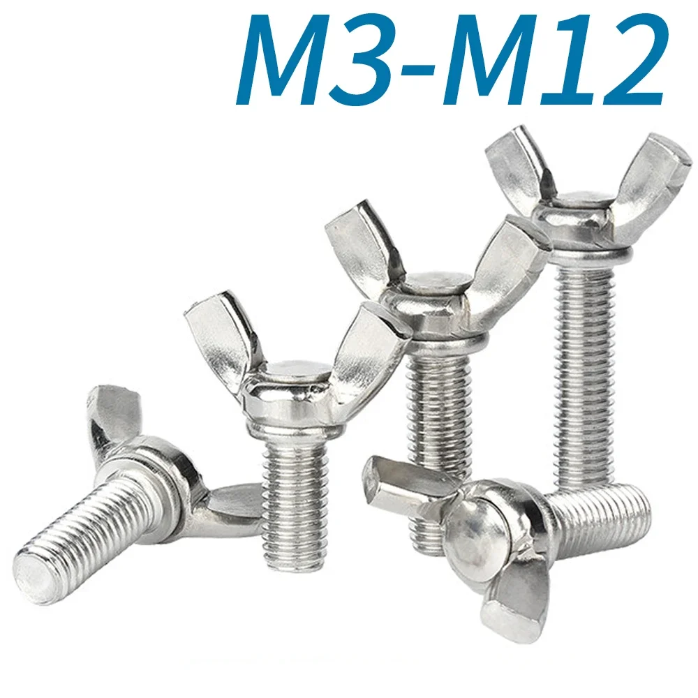 

5Pcs Butterfly Wing Bolts M3 M4 M5 M6 M8 M10 M12 304 Stainless Steel Hand Tighting Wing Head Thumb Screws A2-70 DIN316 L:6-100mm