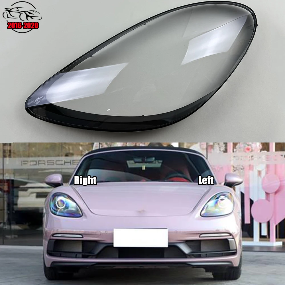 

For Porsche 718 982 2016-2020 Car Accessories Transparent Lampshade Headlamp Cover Lamp Shade Headlight Shell Lens Plexiglass