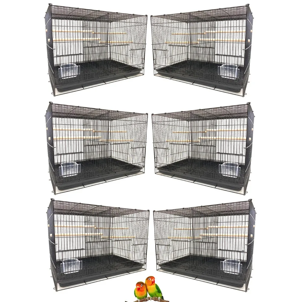 

Lot of 6 Aviary Canary Breeding Flight Bird Cages 24x16x16"H With Center Divider