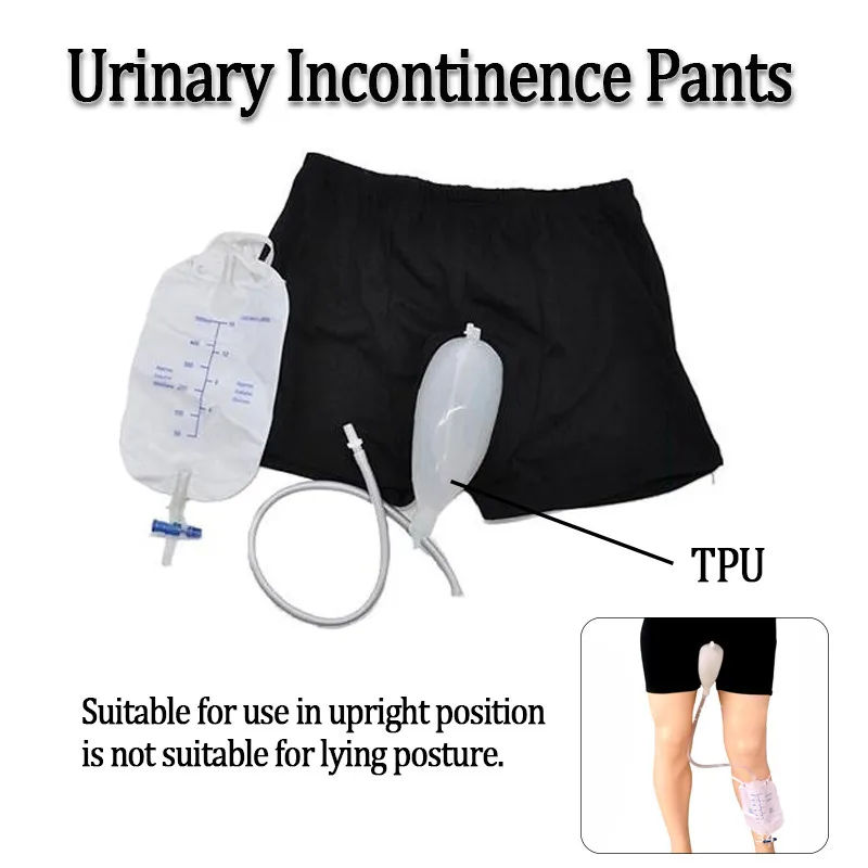 Urinary Leg Bag Holder for Men Elderly Washable Incontinence Pants Catheter Urinal Bag, Leak Proof Urinal System