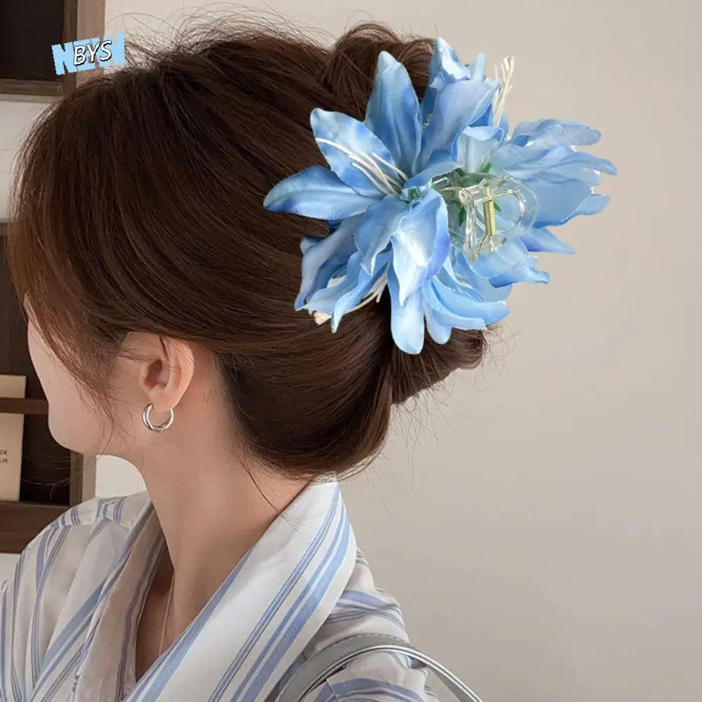 

Korean Style Simulation Flowers Hair Claw Fairy Ponytail Holder Sweet Hair Catches Colorful Elegant Floral Shark Clip Photograph