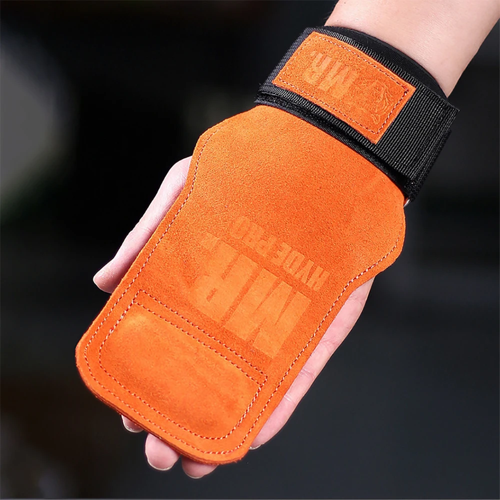 1Pair New Leather Cowhide Gym Fitness Gloves Straps Grips Anti-Skid Weight power belt Lifting Pads Workout Exercise Protection