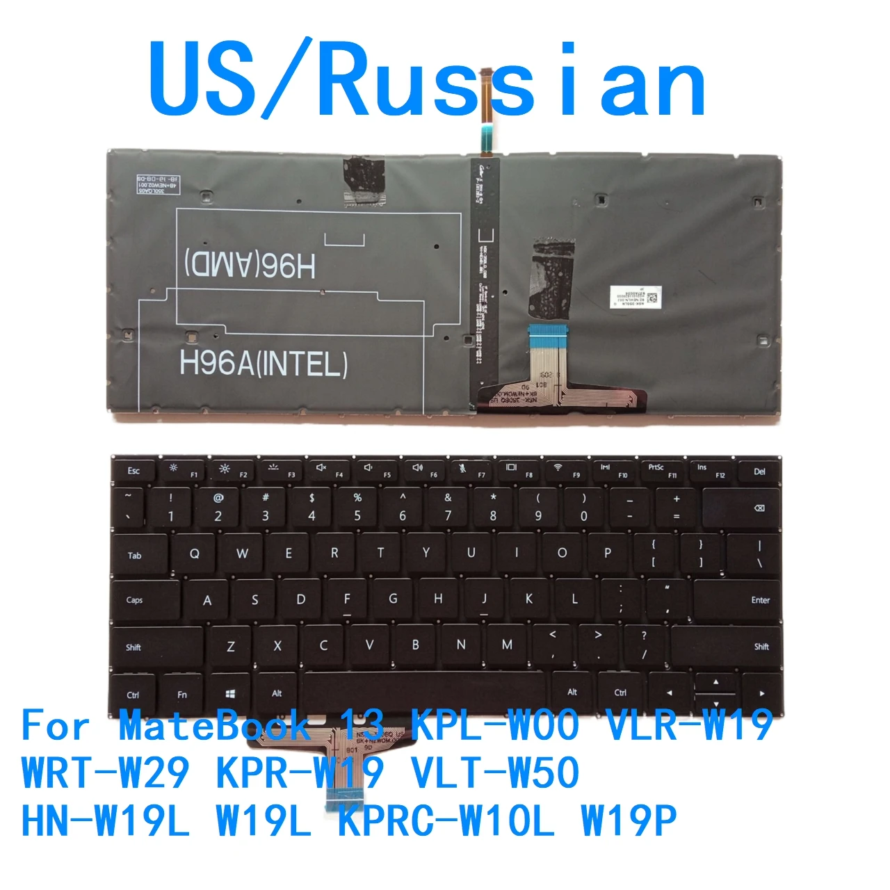New US Russian Language  Backlit Keyboard For HUAWEI W19 VLR-W19 WRT-W19 HN-W19 WRT-W19R Notebook PC Replacement Keyboard