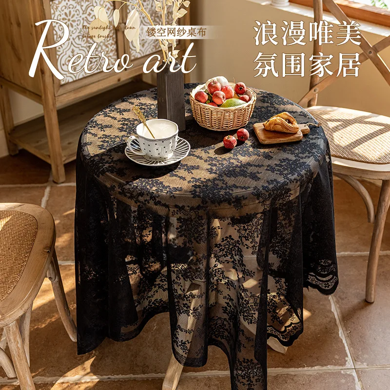 Durable  Pastoral Coffee Table Lace Decorative TV Cabinet Cover Cloth Bucket Cabinet Shoe Cabinet Cover Towel Mesh Tablecloth