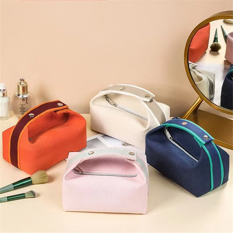 

Ins Wind Portable High-End Feel Simple Large Capacity Women Cosmetic Storage Bag Canvas Wash Fashionable Makeup Pouch Organizers