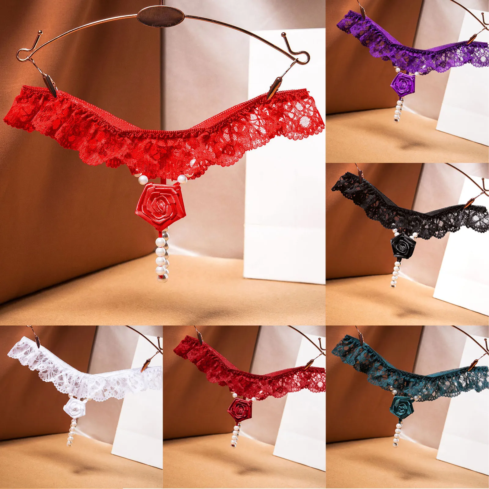 Pearl Ball Lace Thongs Women Underwear Low Rise Sexy G String Thong Stretch Sexy G-String T Panties Female Underwear белье