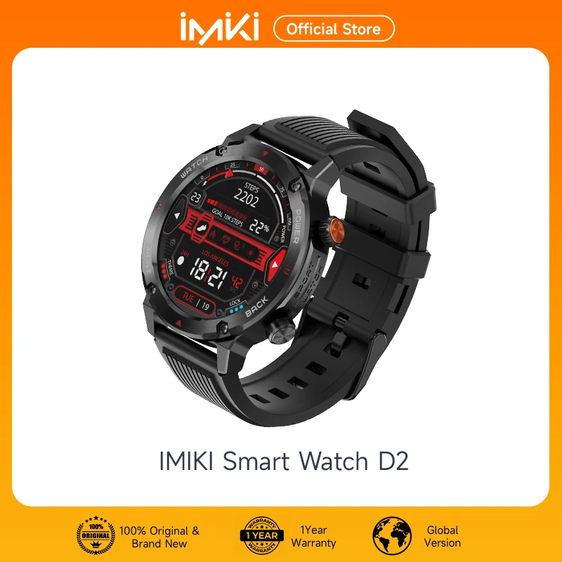 NEW ARRIVALS IMIKI D2 Smartwatch Super-retina AMOLED Display Long Battery Life Water Resistant 3ATM 24H Health Management