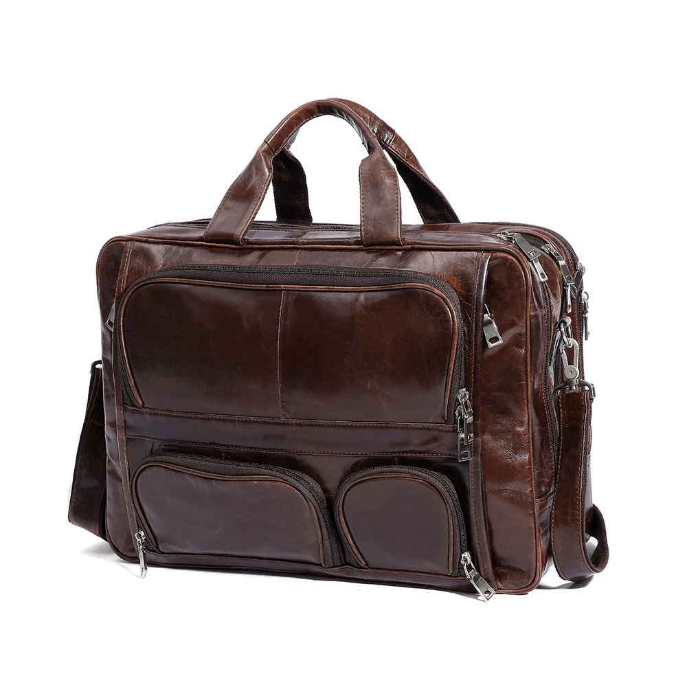 New Style Crazy Horse Men Briefcase Multifunctional Retro Shoulder Bag Business Genuine Leather Handbag Men's Bag