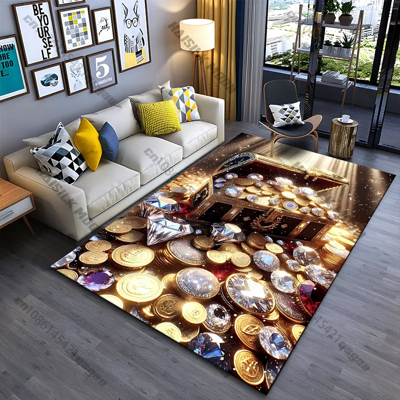 Treasure chest wealth shiny abundance carpet Yoga living room room decor children's crawling mat doormat area rug