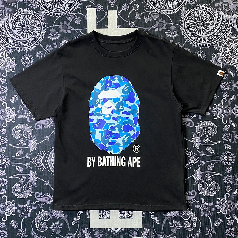 2024 Trendy Brand BAPE New Short-sleeved T-shirt for Women Ape Head Printed Oversized Cotton Tee Tops Men T Shirt Clothing