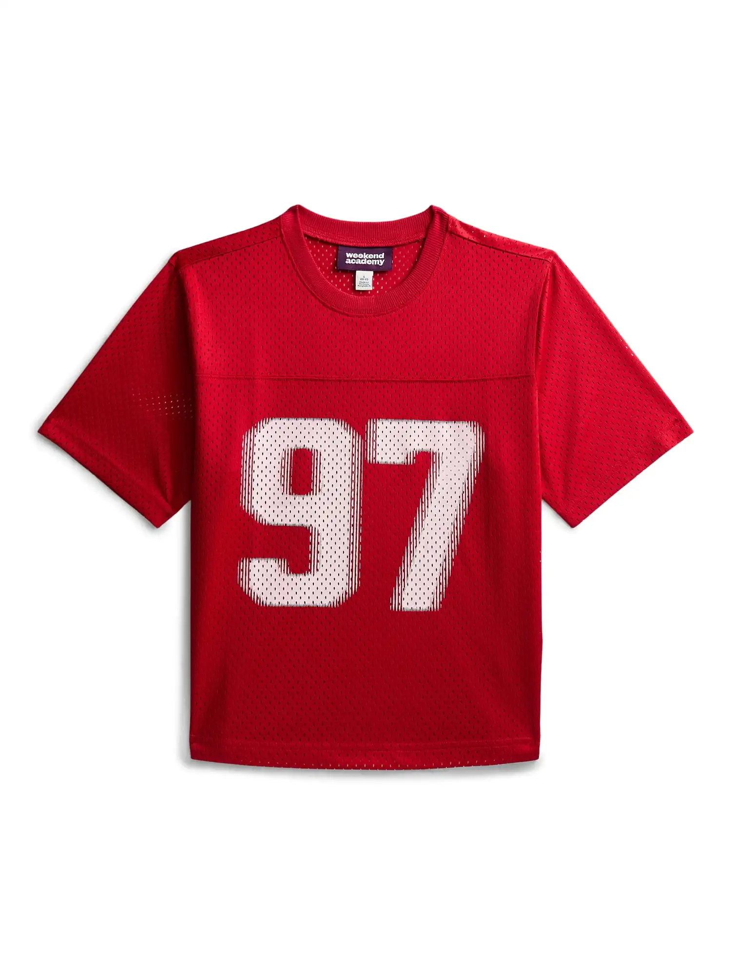 Women Cropped Football Jersey Number 97 Vintage Mesh Short Sleeve T Shirt Breathable Loose Sport Tee Retro Streetwear Mesh Top