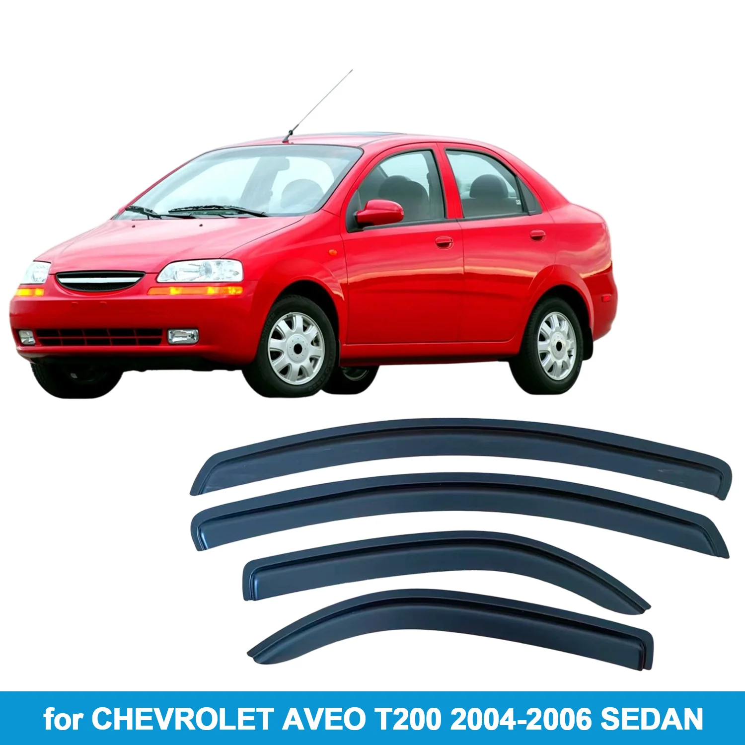 

Window Visor for CHEVROLET AVEO T200 2004-2006 SEDAN Rain Guard Side Vent Deflector Weathershield Outside-Mount Tape On