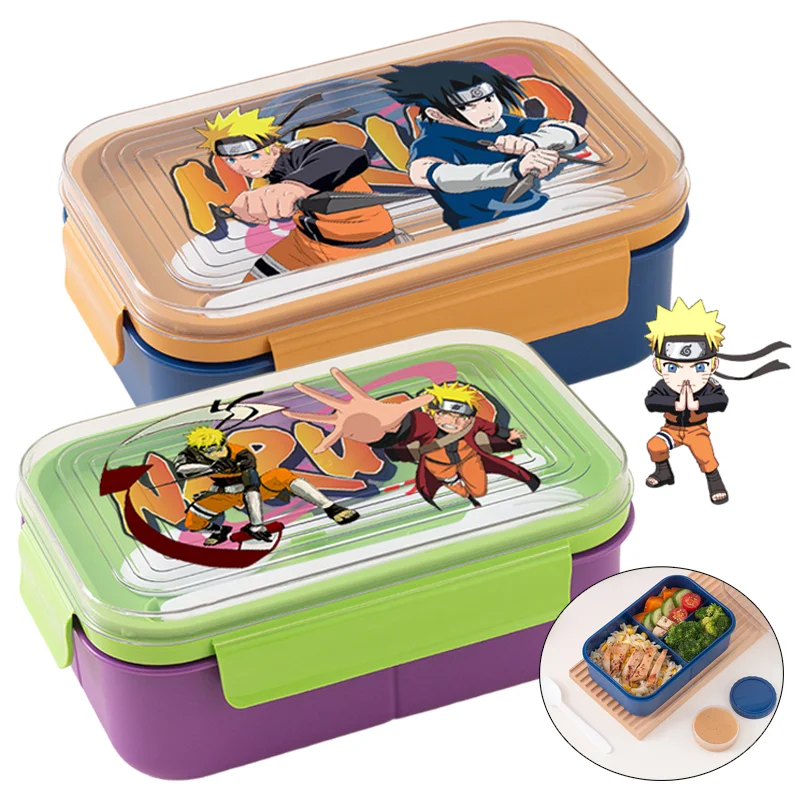 

Наруто ланч-бокс с ложкой-вилкой, мультяшный студенческий портативный контейнер для еды, коробки для бенто, школьная коробка для кемпинга, пикника, подарки