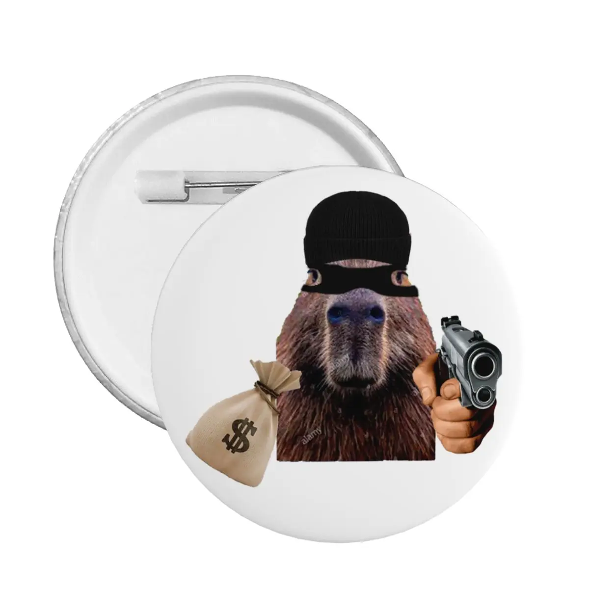 Capybara Robber Pin Back Buttons Custom Animal Pet Brooch Badge for Hats Pinback Birthday Gift