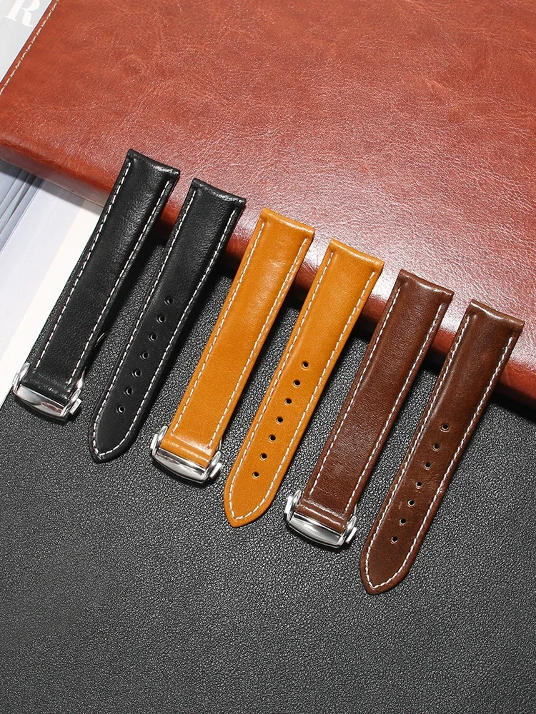 Suitable for Haima 300/150 Butterfly Fly 600 Super Dominator Moon Heritage Leather Watch Strap Male 22mm