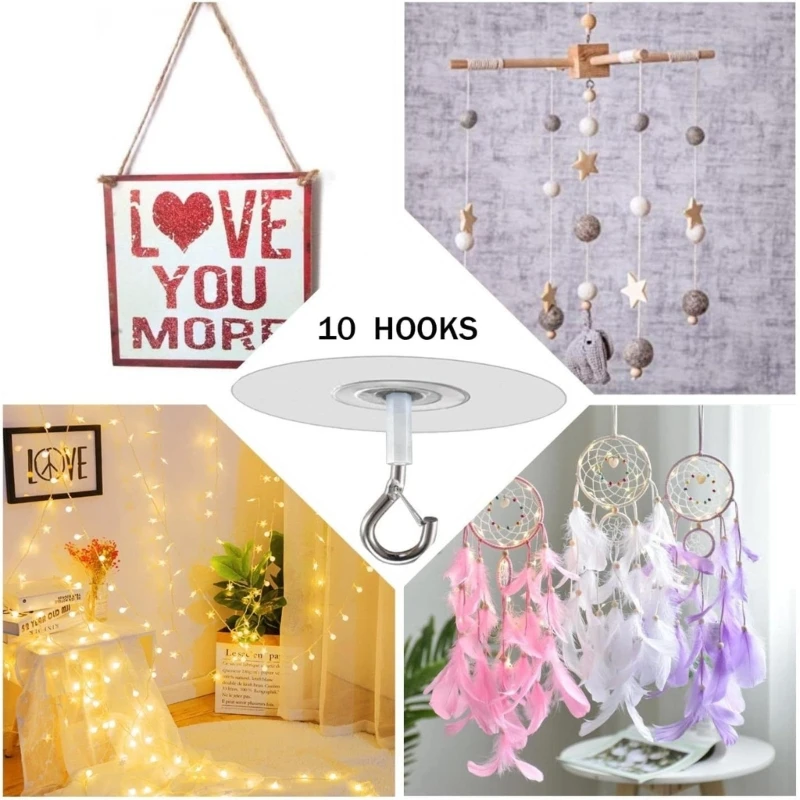 ชุดไม้แขวนอเนกประสงค์ 3 ชิ้นบนไม้แขวนเสื้อ PunchFree ตะขอเพดาน Traceless Hooks