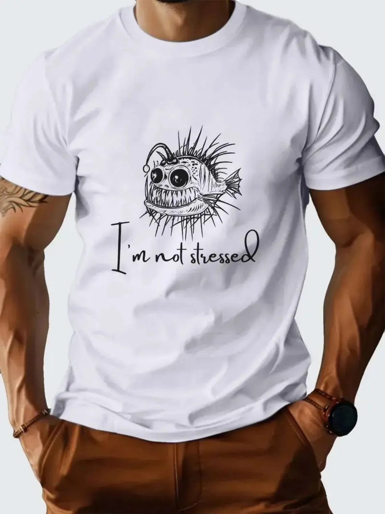 Men'S Graphic Tee, Designed for Breathability And Moisture Control, Easy to Wash And Maintain, Featuring a Casual Round Neckline, Dispatched from a Nearby Warehouse, with Medium Elasticity, Short Sleeves, Perfect for Summer, Stylish And Adaptable