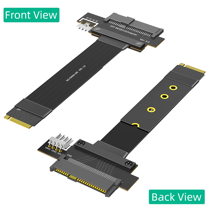 NVMe To U.2 SFF-8639 Riser Cable U.2 Interface SFF-8639 to M.2 NVMe PCIE 4.0 Key M Adapter Card Ribbon Extender For U.2 NVME SSD