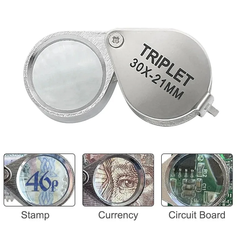Mini 10-30X Pocket Loupe Metal 10x20x 30x Jewelry Magnifying Glass Folding High Definition Reading Magnifier Jewelers