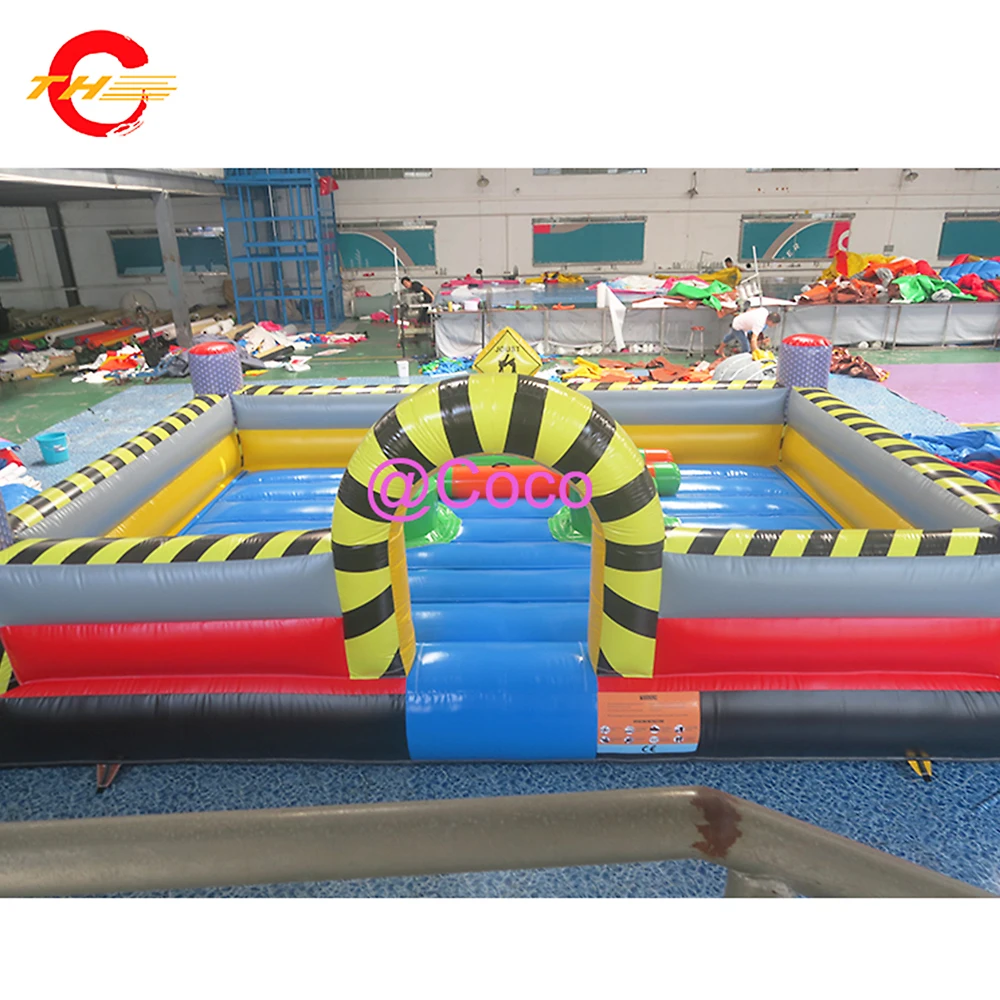 free air ship to door,6x4m Inflatable sport games wrecking inflatable gladiator joust zone inflatable interactive games