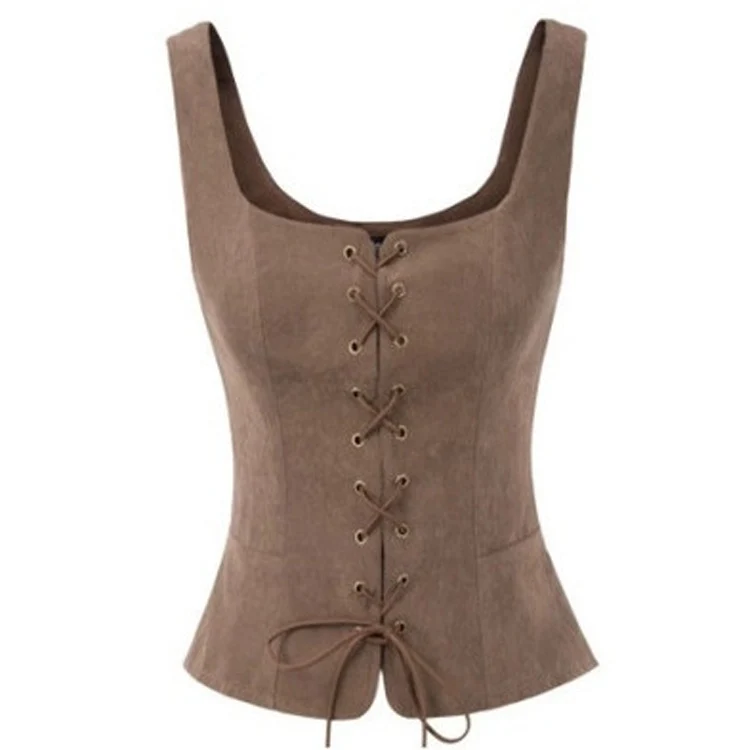 

Винтажный жилет Browan для сценических выступлений, женский, в стиле Ренессанс, средневековый, с поясом, приталенный, однотонный, для танцовщиц