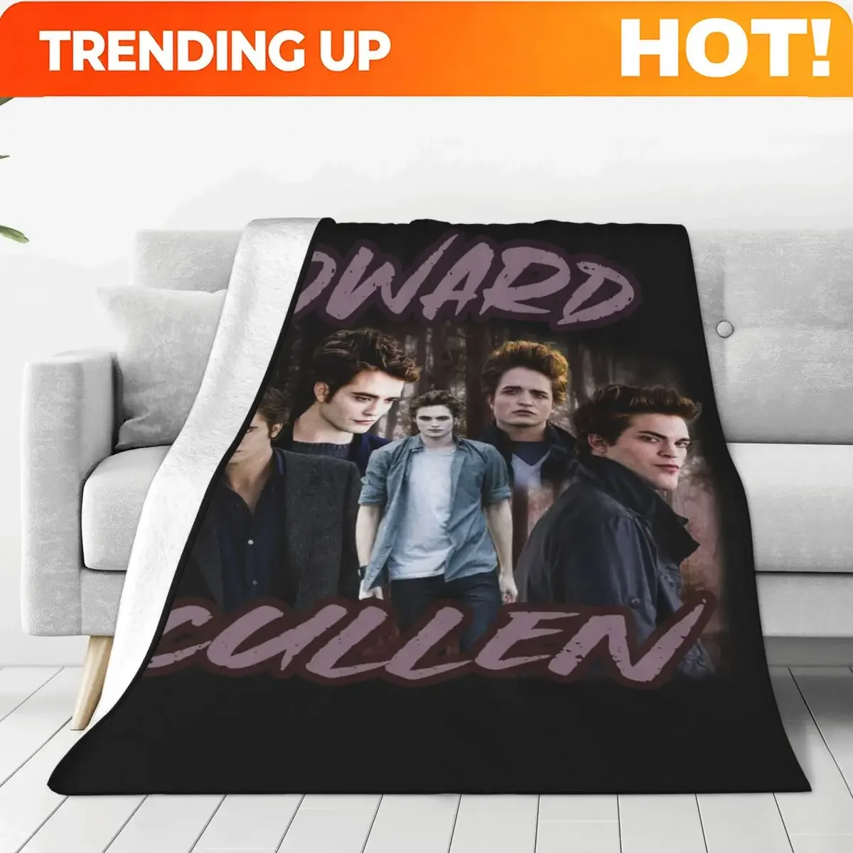 Customization Twilight Movie Edward Cullen Blankets Velvet Spring Autumn Portable Lightweight Thin Throw Blankets For Sofa Couch