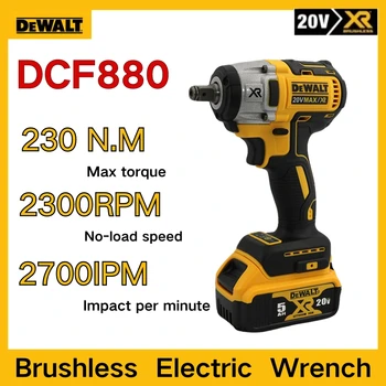 Dewalt DCF880 컴팩트 전기 렌치, 무선 임팩트 렌치, 높은 토크, 충전식 전동 공구, 20V Dewalt 배터리용, 203N.M