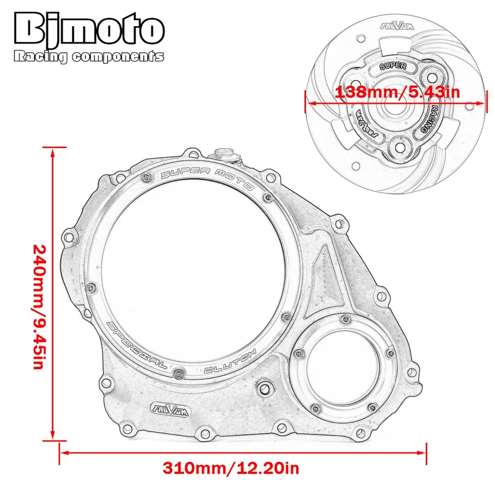 GSXR1000 GSXR1000R Racing Clear Clutch Cover & Spring Retainer R For Suzuki GSX-R1000 GSX-R1000R 2017-2021