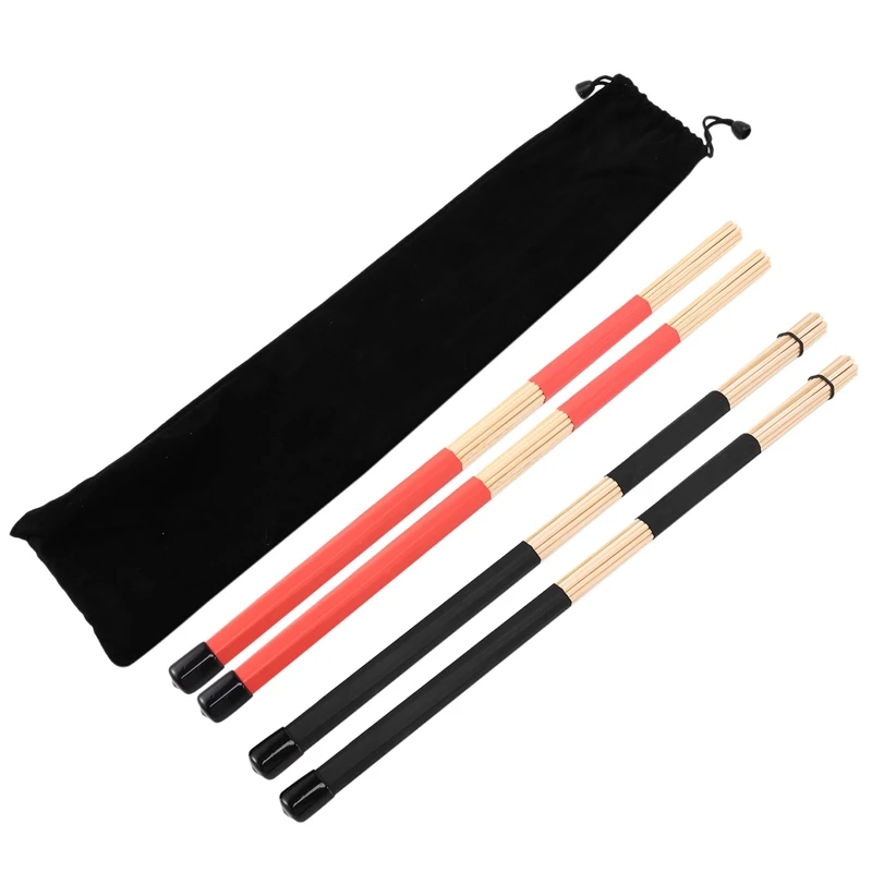 2 Pairs Drum Sticks Brushes Rute Jazz Drumsticks Practical Drumsticks For Skilled Drummers To Create New Sound Of Drum