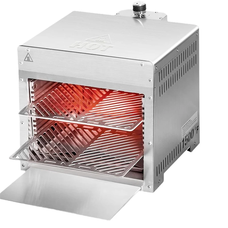 Parrilla de carne de cocción rápida de mesa de acero inoxidable de 1500 grados, parrilla de Gas propano infrarroja portátil