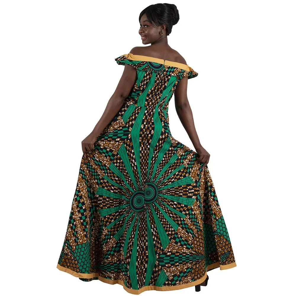 Mono elegante con hombros descubiertos para mujer, diseño africano Bazin, peleles sin mangas, pantalones largos Dashiki, talla grande wy6184