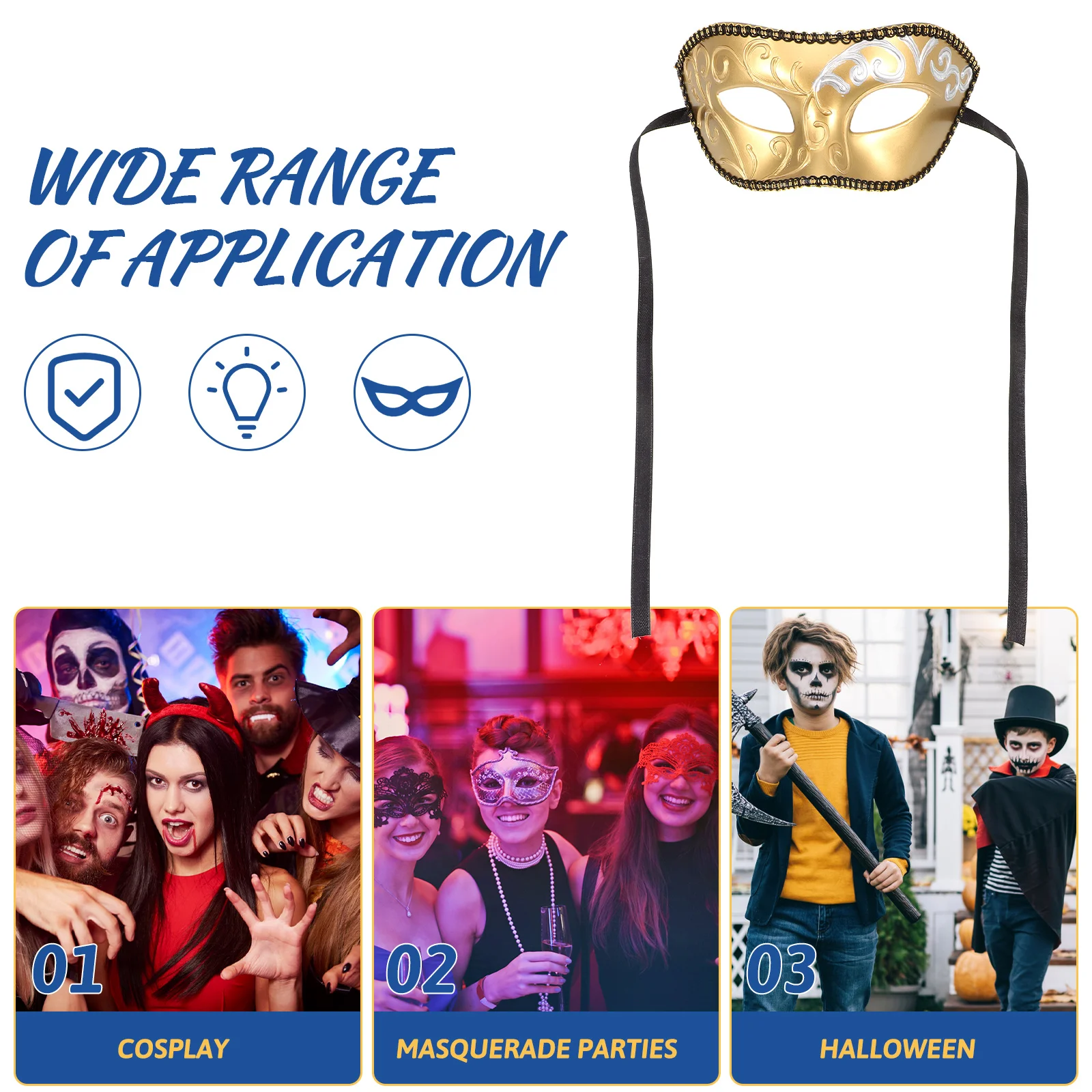 قناع بلاستيكي نصف وجه للحفلات التنكرية للهالوين للبالغين، قناع مزخرف للرجال لمهرجانات الرقص #3