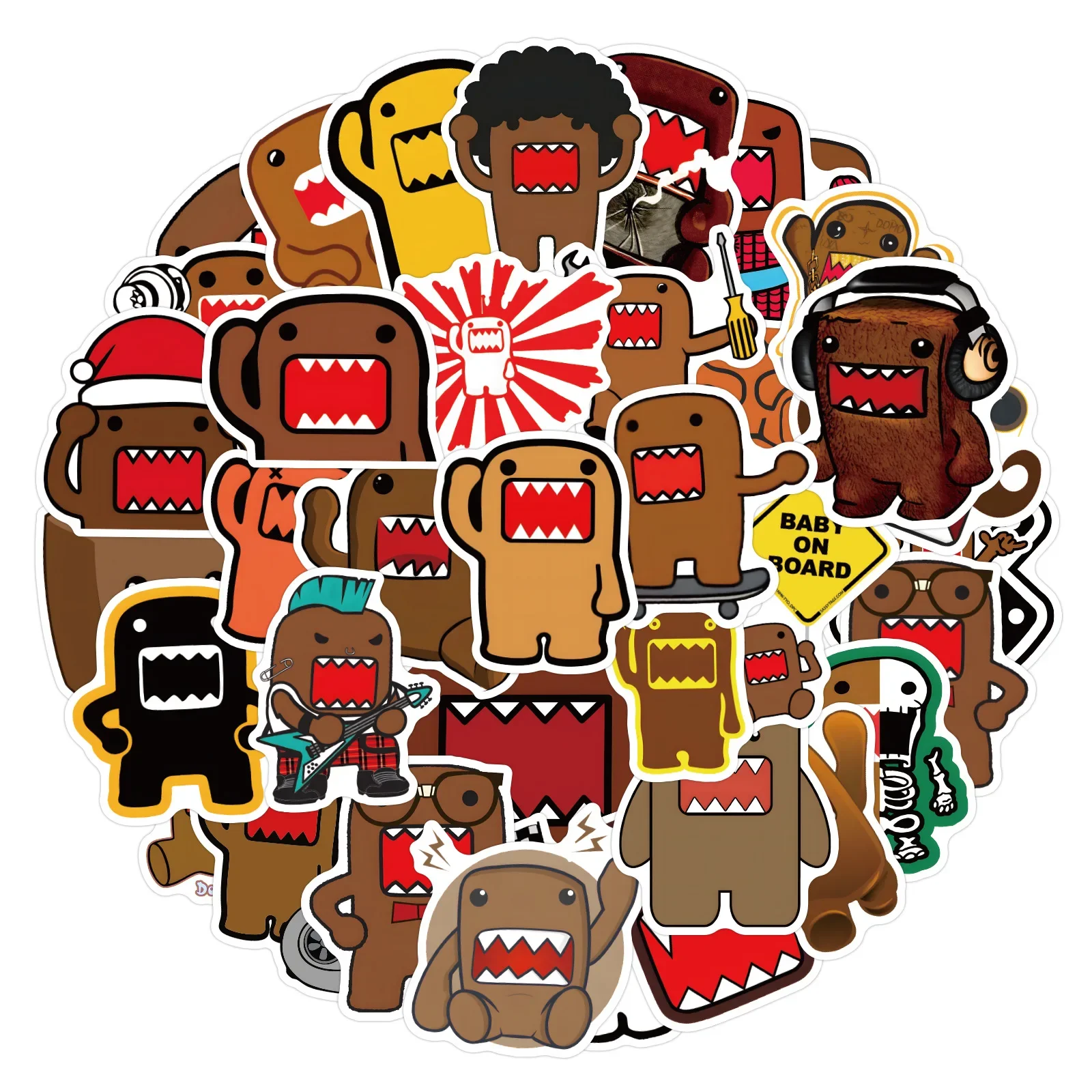 50 Stück Lustige Domo Kun Aufkleber Domo JDM-Stil Graffiti-Sticker für DIY Gepäck Laptop Handy Tasse Skateboard Fahrrad Aufkleber
