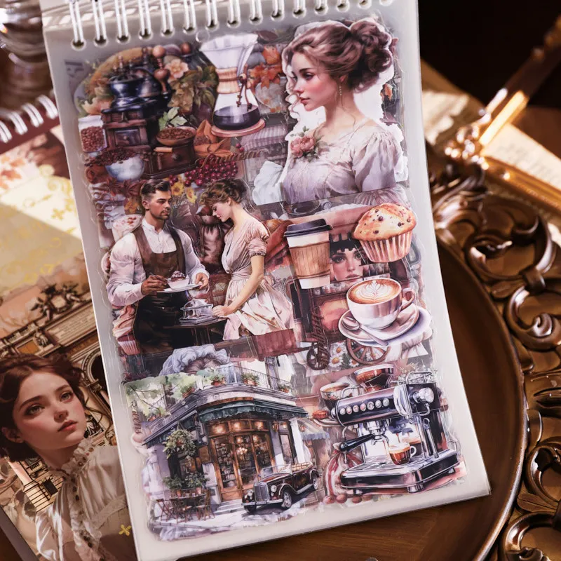 Vintage Character Flower Castle Landscape Sticker Book Creative DIY Journal Material Collage Scrapbooking Stationery