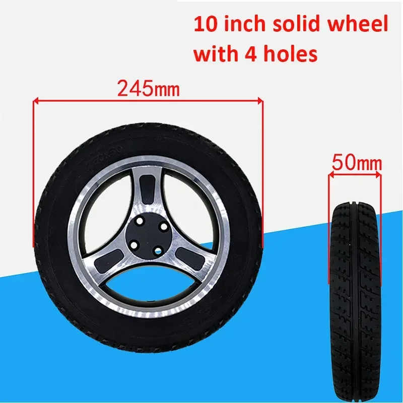 10 Inch Solid Wheelchair Wheel 250*50mm PU Four-hole Rear Wheel For Handicapped Rollator Roller