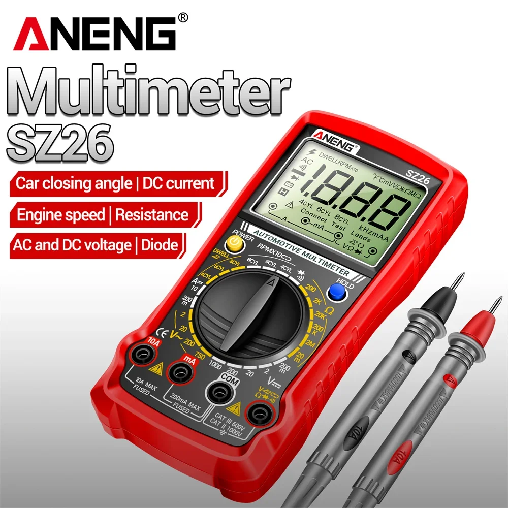 ANENG SZ26 Multimeter 1999 Count Smart DC Current AC/DC Voltage High Precision Car Overhaul Multimetro Diode Resistance Tester