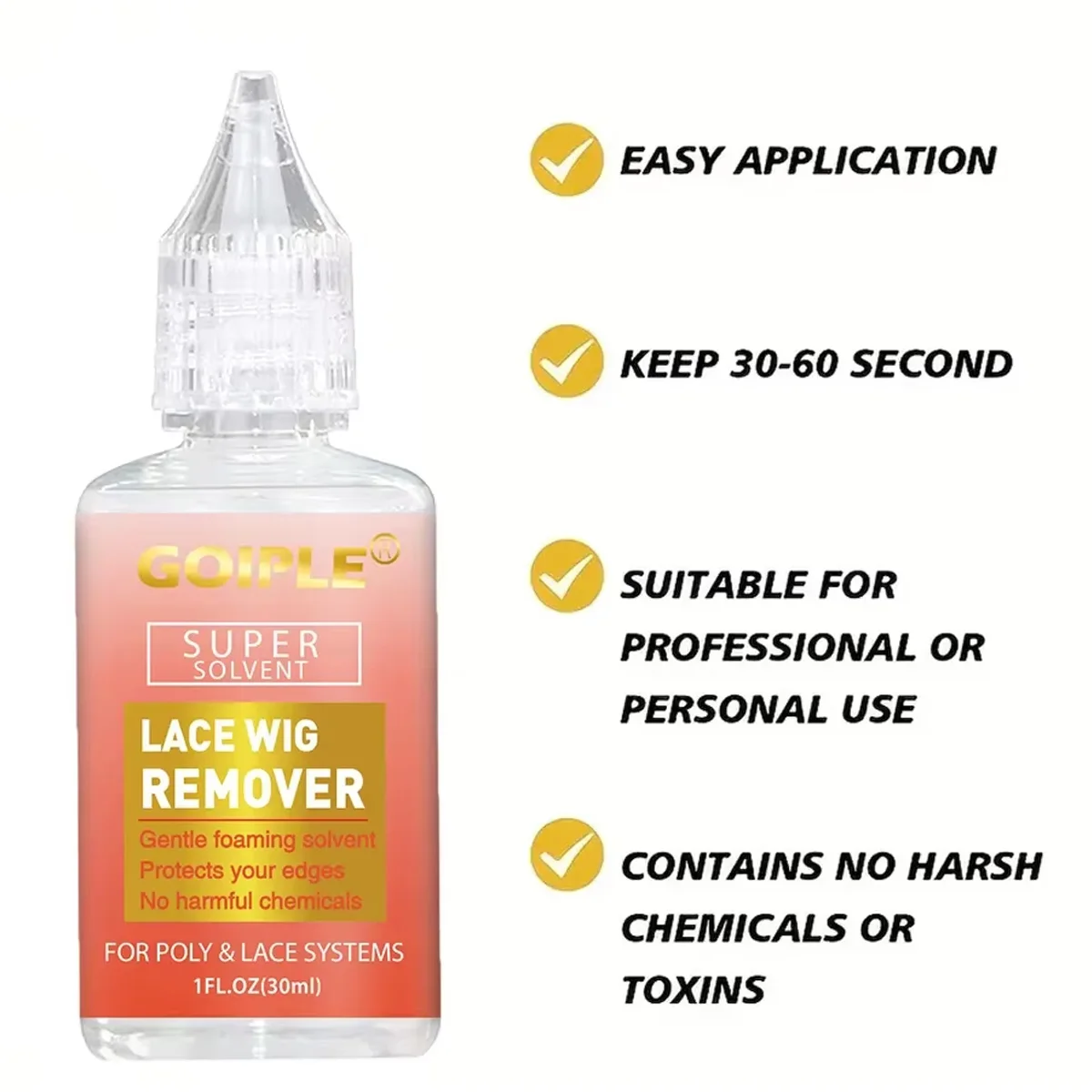 4pcs Wig Accessory Lace Toupee Front Glue, Lace Bonding Melting Spray，Wig Adhesive, Adhesive Remover,Natural and Gentle Formula view 4