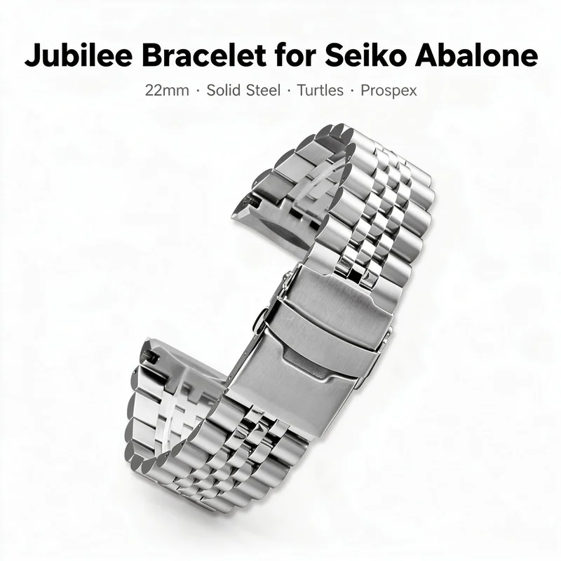 Premium Solid Stainless Steel Bracelet 22mm for Seiko Abalone Turtles Prospex SRPA21 SRP777 Jubilee Band Replacement Watch Strap