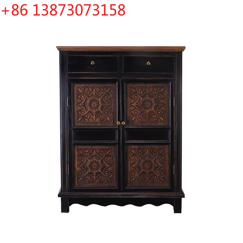

New Chinese solid wood black dining edge decoration/old retro storage cabinet in the living room