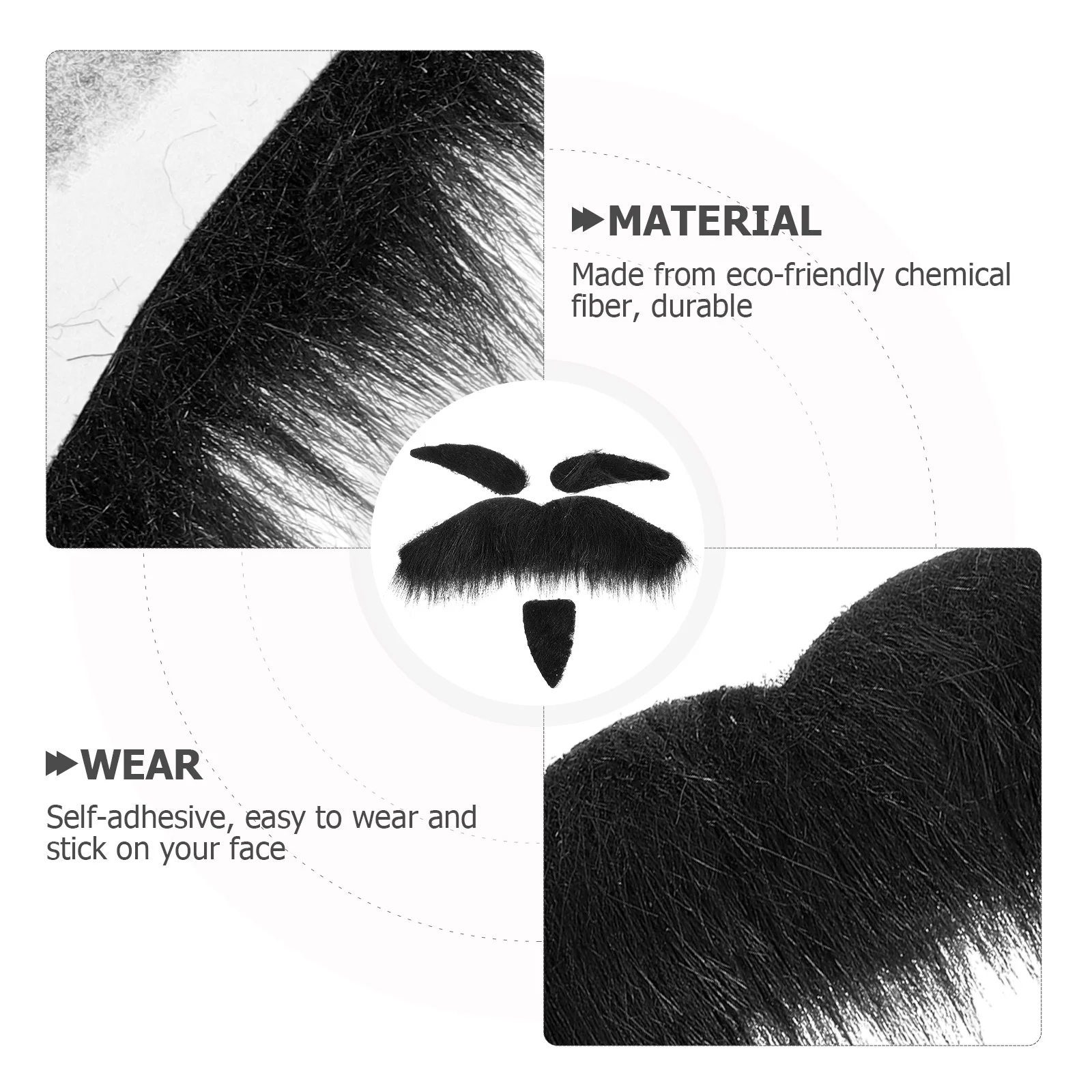 Halloween Costumes Funny Three Piece Novelty Self Adhesive Fake Eyebrows Beard Moustache Goatee Kit