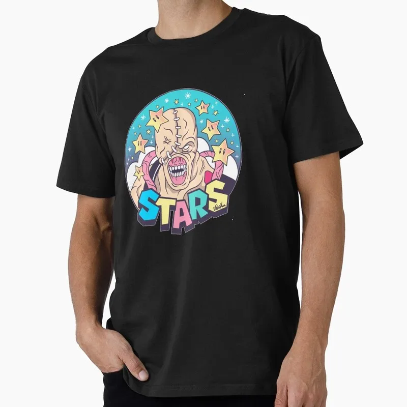 Vintage Resident Evil Nemesis STARS T‑Shirt Biohazard RE3 Horror Movie Game Graphic Print Tee Retro Unisex Streetwear Tops
