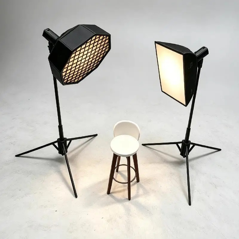 1/12 Dollhouse Mini Studio Light Softbox Tripod Stool Realistic Decor for DIY Diorama Photography Scene Display