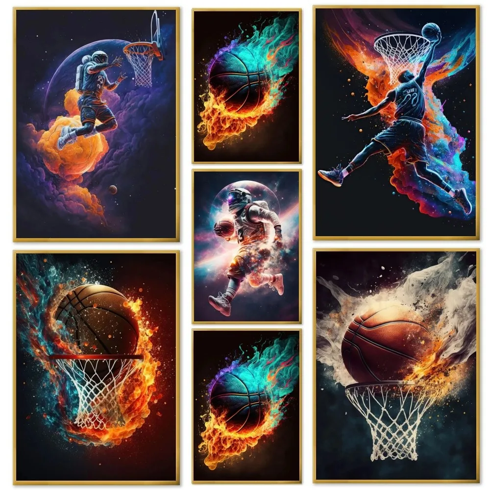 

Скандинавский красочный спортивный баскетбольный постер с принтом, бумага для дома, спальни, входа, бара, кафе, художественная живопись, украшение