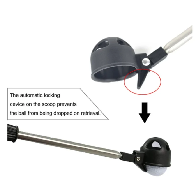 Portable Retractable Scoop Telescopic Golf Ball Retriever Pick Up Steel Saver Shaft Tool