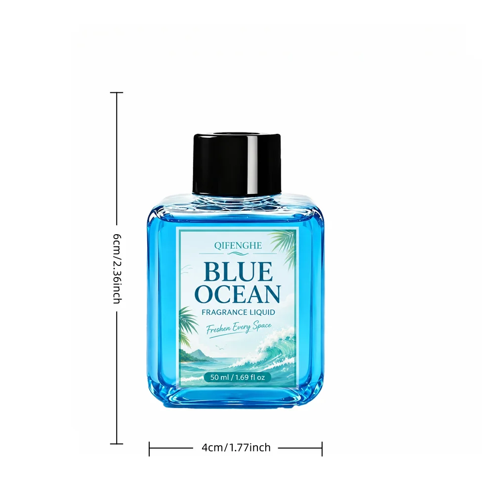 Blue Ocean Aroma Diffuser Liquid 50ml Long Lasting Air Freshener Odor Neutralizer Fragrance Refill for Car Home Toilet Office