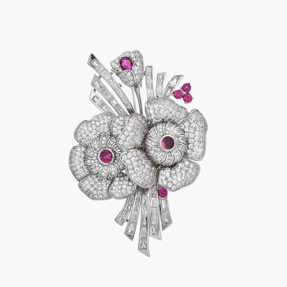 

Beauty Luxury Brass Flower Crystal Brooch with Cubic Zirconia Clothing Accessories