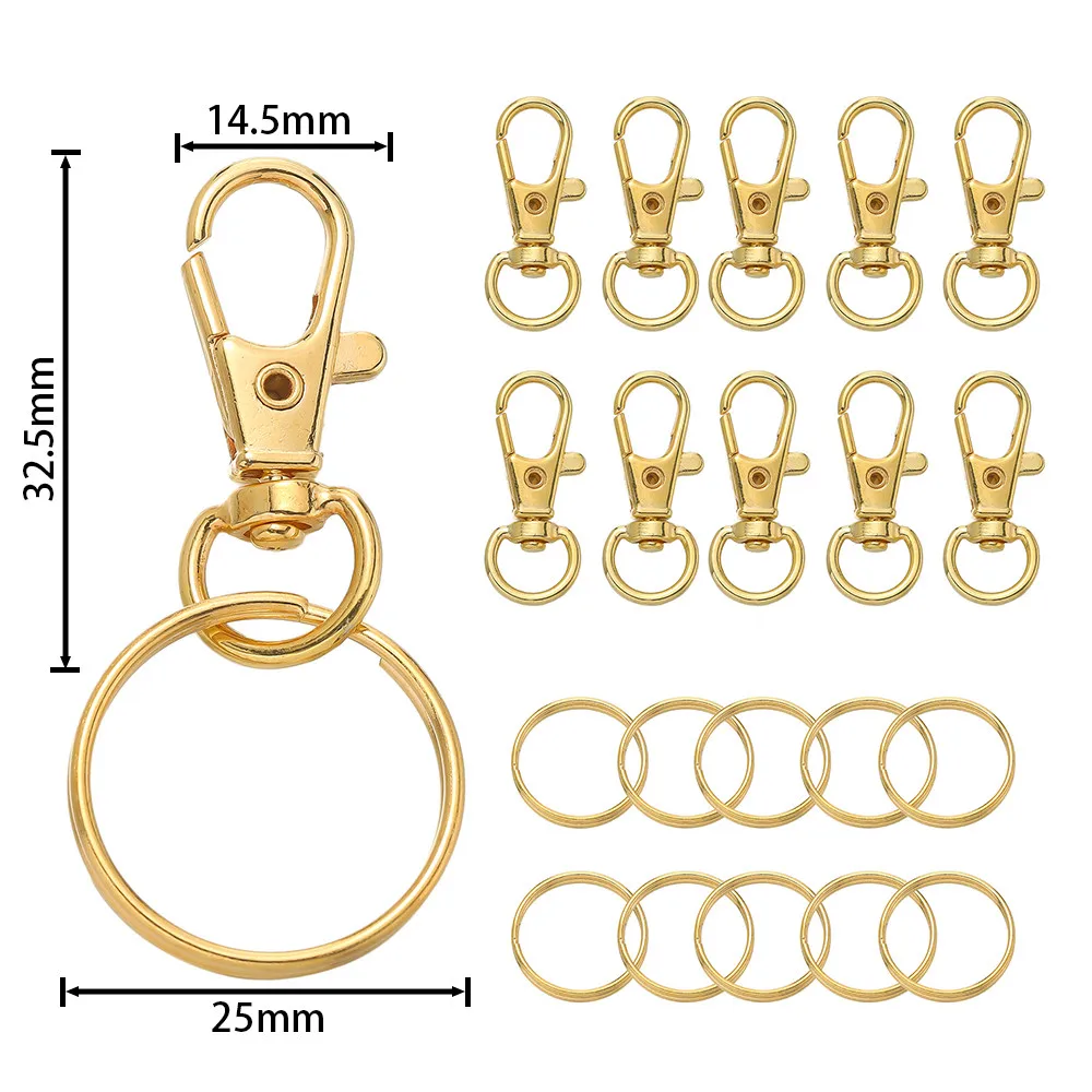 20/50 Stuks Draaibare Karabijnhaken Met Sleutelhanger Metalen Draaibare Karabijnsluitingen Voor Diy Sleutelhanger Tas Hang sieraden Maken Accessoires