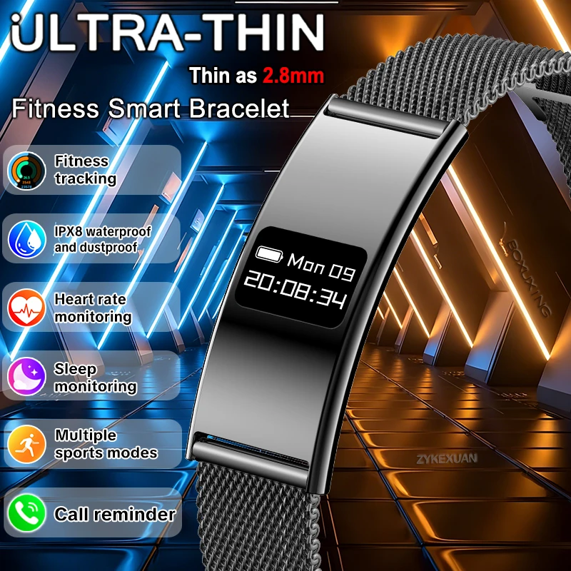 

New Ultra-thin Smart Bracelet Men Health Monitoring Fitness Waterproof Smart Watch Heart Rate Sleep Monitor Pedometer Smart Band