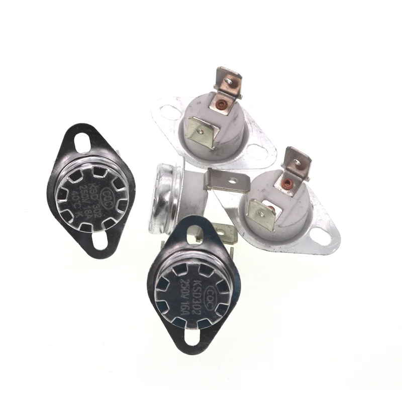 2PCS KSD302 16A 250V 40-200 Degrees Ceramic KSD301 Normally Closed Temperature Switch Thermostat 95 55 60 70 180 130 200