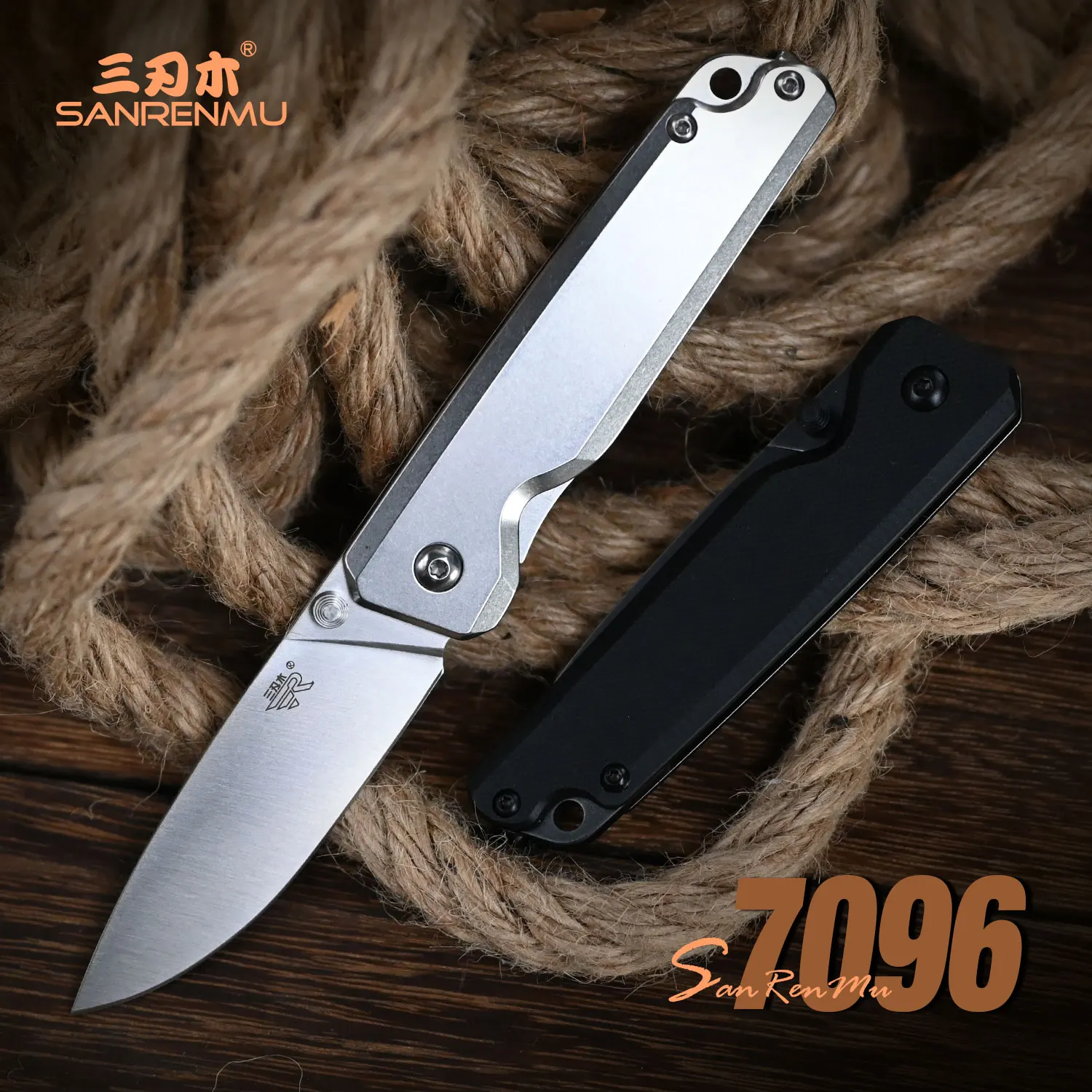 SANRENMU 7096 Pocket Folding Knife Camping Survival Edc Rescue Survival Tool 12C27 Stainless Steel Blade Full Steel